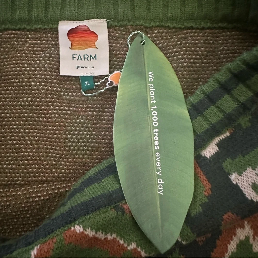 Farm Rio Green Brown knit size XL NWT pineapple ikat sweater mini skirt